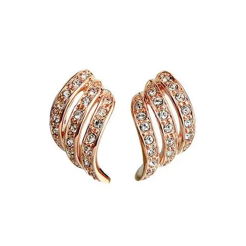Korea Design Rhinestone Clip On Earrings No Hole Women's Simple Elegant Style Ear cuff Bridal Wedding Party Jewelry