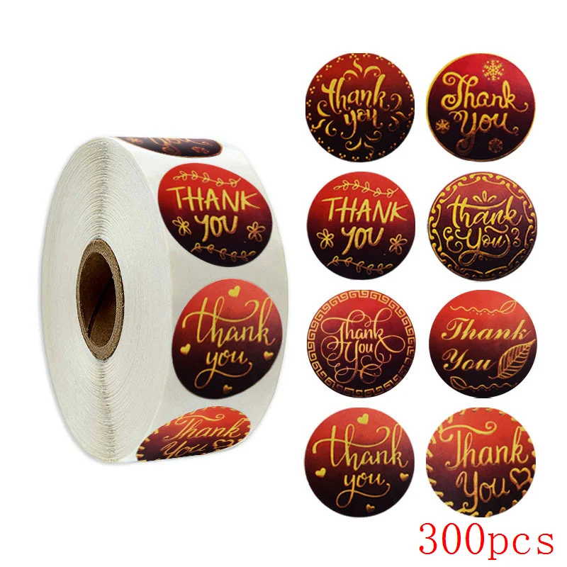 50-500pcs 8 styles Thank You Sticker for Seal Labels Round Floral Multi Color Labels Sticker handmade offer Stationery Sticker 