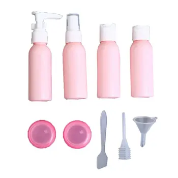 

Travel Portable Pink Cosmetics Sub-Bottle Set Spray Bottle Travel Plastic Bottle Cosmetic Bottle 9Pcs