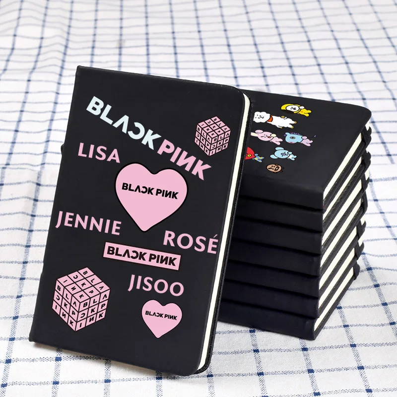 BTS записная книжка BLACKPINK GOT7 SEVENTEEN записная книжка черная канцелярская записная книжка