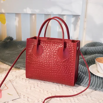 

Korean Stylish Tote For Ladies 2020 Fashion Trend Women Crocodile Pattern Crossbody Handbags Vintage Classic Solid Shoulder Bag