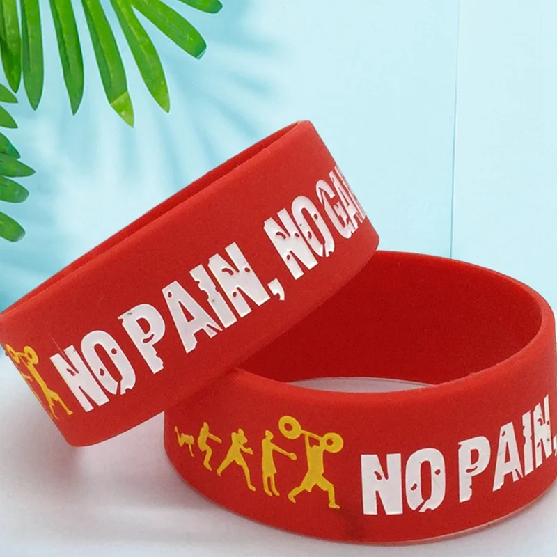No Pain No Gain Everybody Fit Silicone Wristband Sports Motto Rubber Bracelets