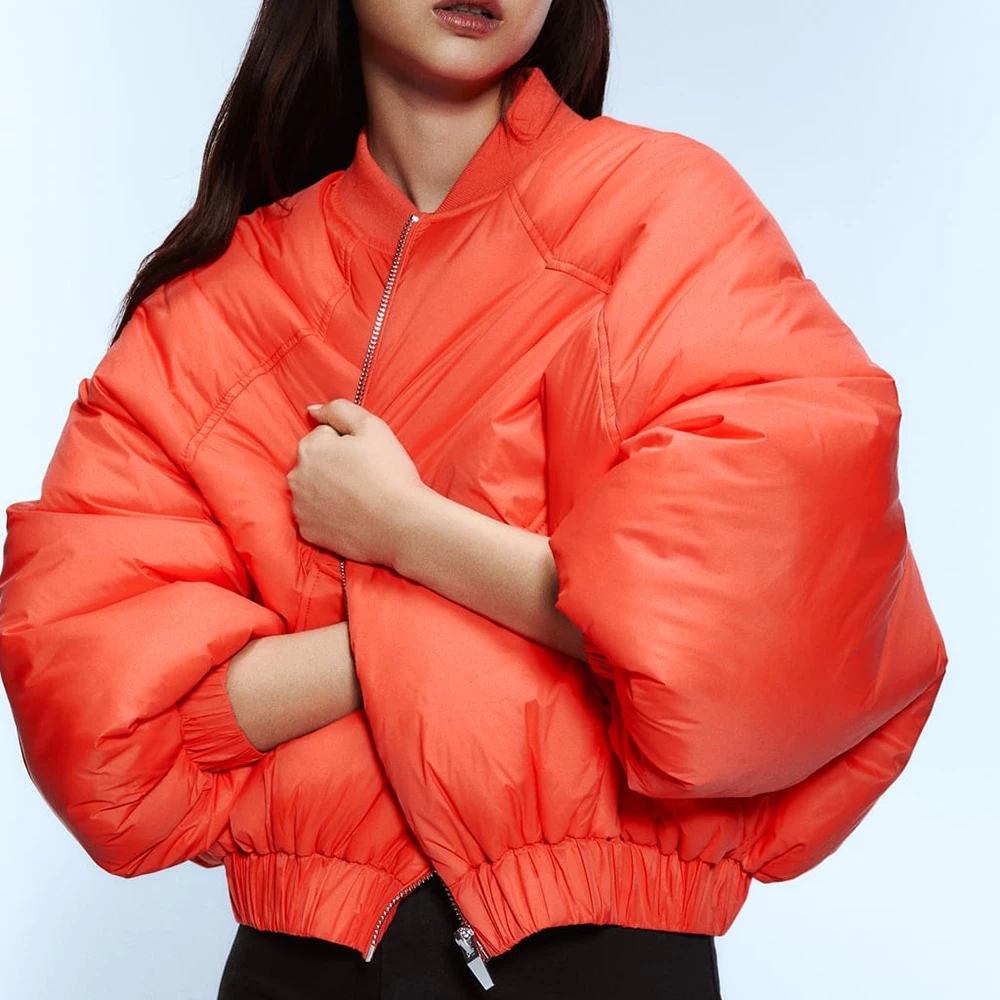 Осенне-зимняя женская куртка, новое пальто, модная однотонная женская зимняя куртка с хлопковой подкладкой, теплое свободное повседневное оранжевое пальто