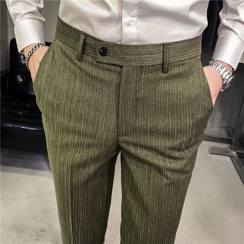 Gray Army Green Dress Pants 
