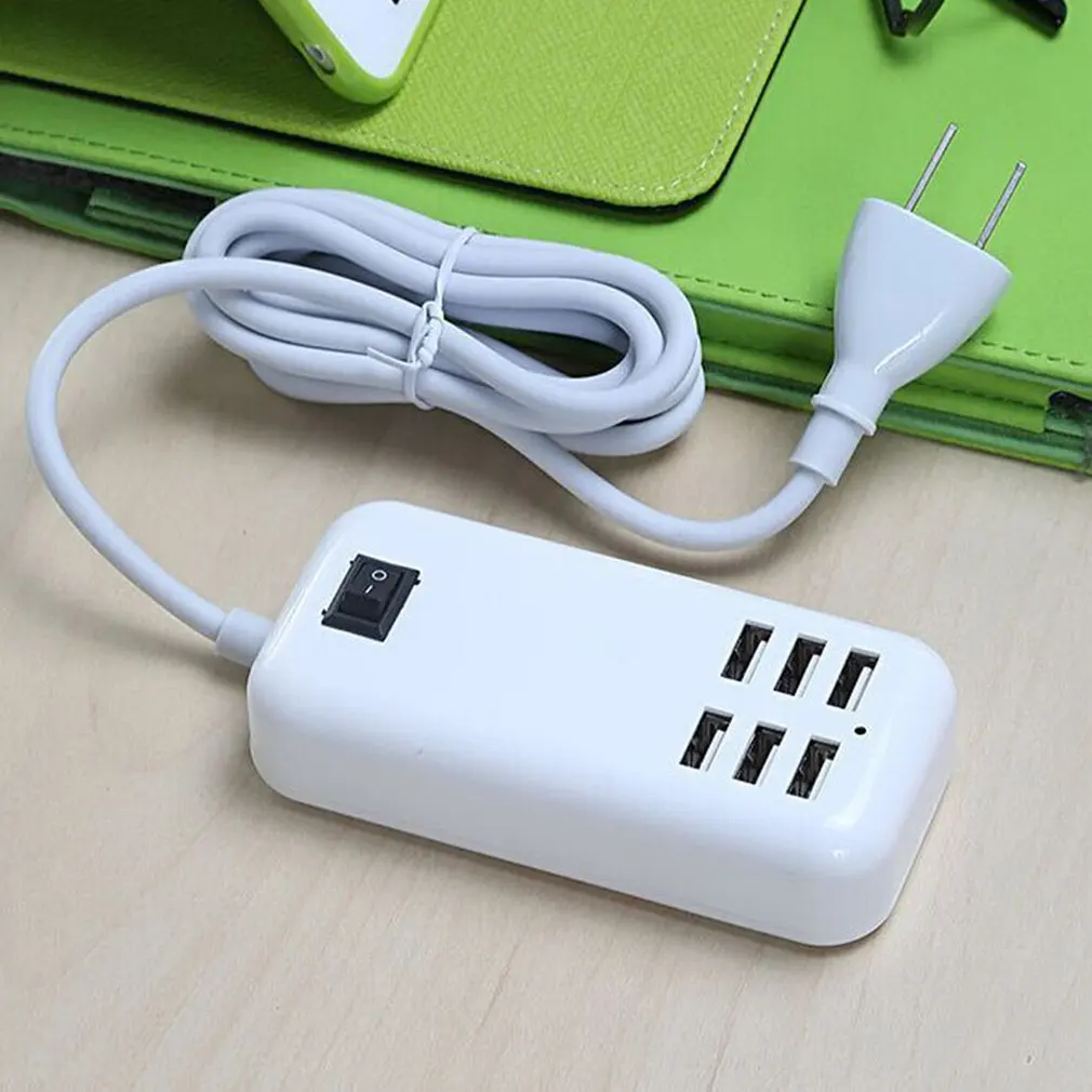 Универсальный портативный кабель-удлинитель с 6 портами usb для быстрого зарядного устройства, зарядное устройство переменного тока для путешествий, для работы и дома, адаптер с вилкой EU/UK/US