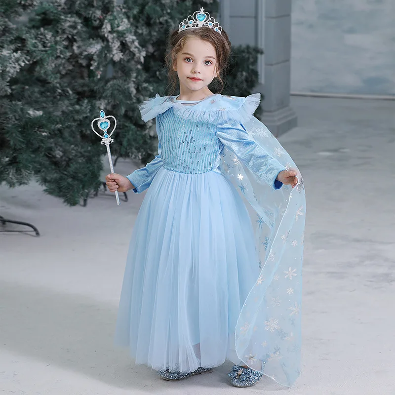 Детская одежда новое платье для девочек Frozen в стиле Эльзы и Анны платье принцессы Детский костюм на Хеллоуин