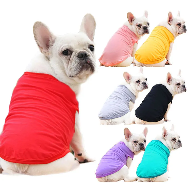 Summer Dog Vest Solid Color Dog T shirt Cotton All Types Of Dog Clothes
