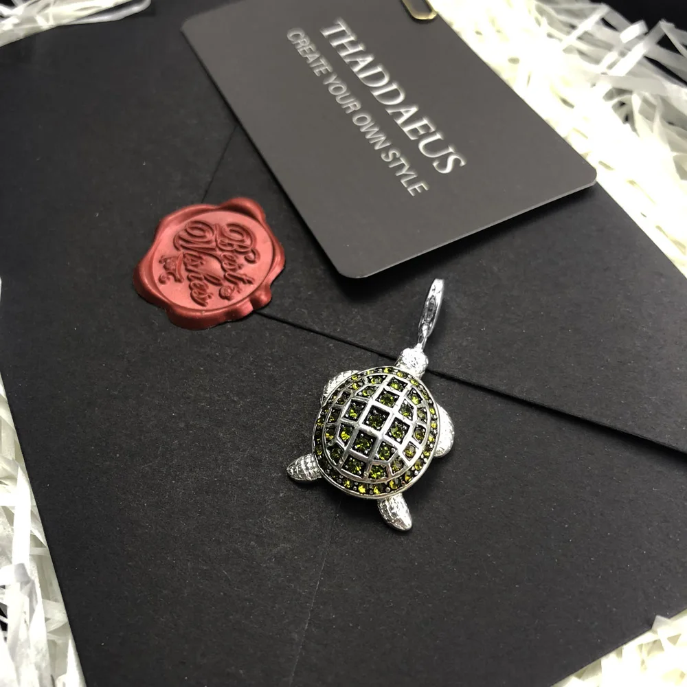 Подвеска Зеленая Черепаха большая, Абсолютно Новая Модная бижутерия Thomas Bijoux аксессуары 925 пробы Серебряный Подарок для Ts женщин и мужчин