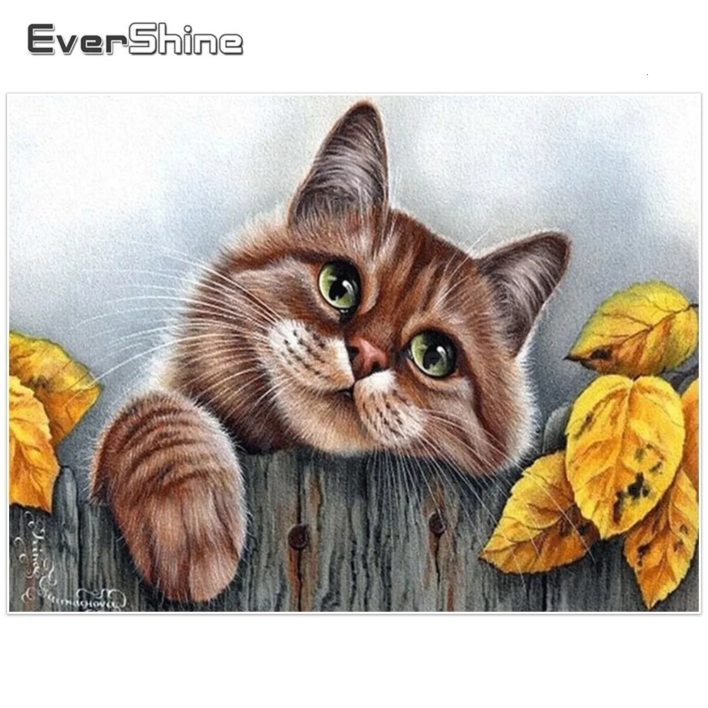 EverShine, кошка, Алмазная мозаика, полная квадратная картина с алмазным крестиком, алмазная вышивка, животные, стразы, мозаика, подарок