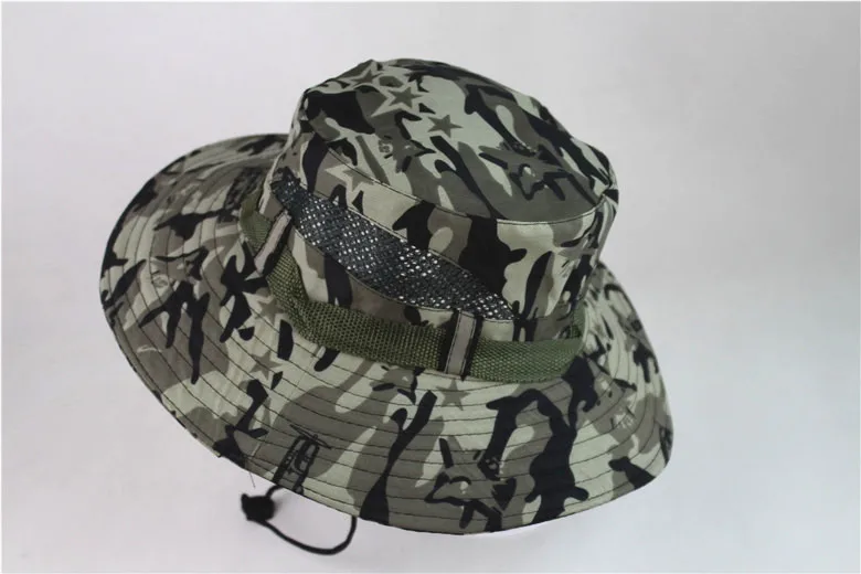 Black Gray Камуфляжная шляпа, рыбацкая шляпа, стиль, для мужчин и женщин, для рыбалки, защита от солнца, закругленные края, корейский стиль, для улицы, повседневная, дышащая - Цвет: Black Gray