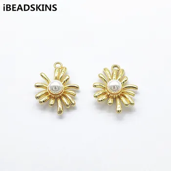 

New arrival! 32x24mm 50pcs Imitation pearls Flower charm for Earrings DIY parts,Jewelry Earrings Findings & Components
