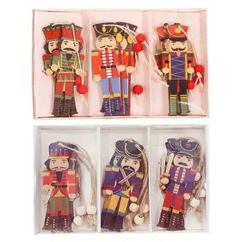 

9pcs Walnut Soldier Puppet Christmas Wooden Pendants Xmas Tree Decorations Gift New