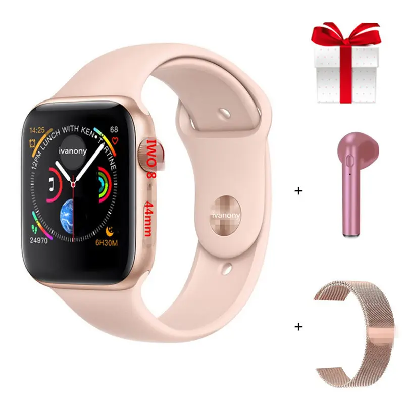 Bluetooth Смарт Браслет для проверки сердечного ритма 8 1:1 SmartWatch 44 мм чехол для Apple iOS Android телефон сердечного ритма ЭКГ-шагомер PK IWO 6 7 IWO Lite