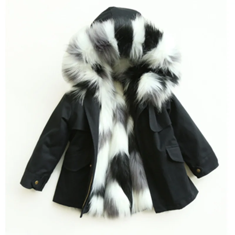 as picture Dollplus/-30 градусов зимняя куртка пальто с мехом для девочек; детская одежда; теплая куртка с капюшоном пальто из искусственного меха девушки верхняя одежда Для мальчиков ясельного возраста куртка - Цвет: as picture