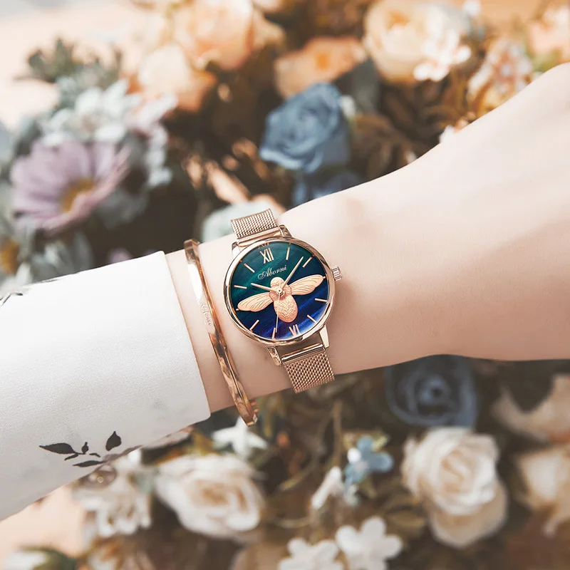 

Switzerland Import New Style Ladies' Watch Color Small Bee Watch Mesh Belt Waterproof Quartz Watch