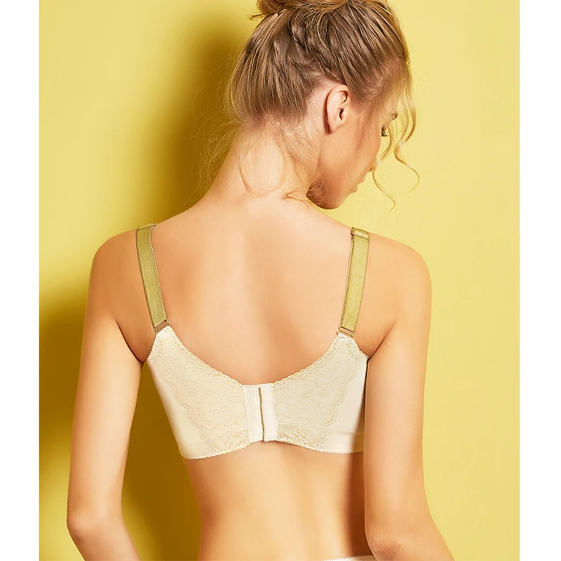 Padded Under Wired Push Up Bra with Lace Coverage (Yellow)