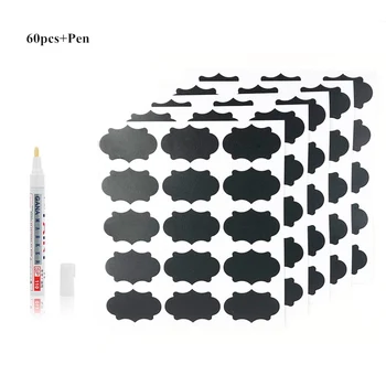 

60pcs 5*3.5cm Blackboard Sticker Craft Heavy Duty ChalkboardLabels for Spice Jars and Organizing