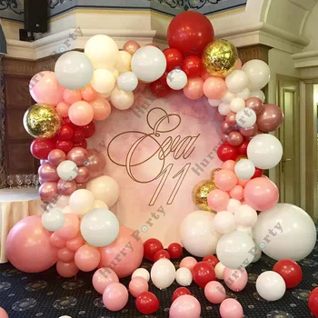 

146Pcs Baby Shower 100Days Birthday Party Decoration Balloon Garland Red White Gold Confetti Globos For Wedding Decor Supplies