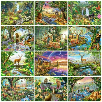 

AZQSD Diamond Painting Deer Full Square Diamond Embroidery Forest Animal 5d Diy Home Decor Needlework Cross Stitch Kits