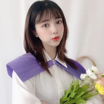 

Women Fan-Shaped Pleated False Collar Solid Color Decorative Blouse Shawl Cloak X7YA