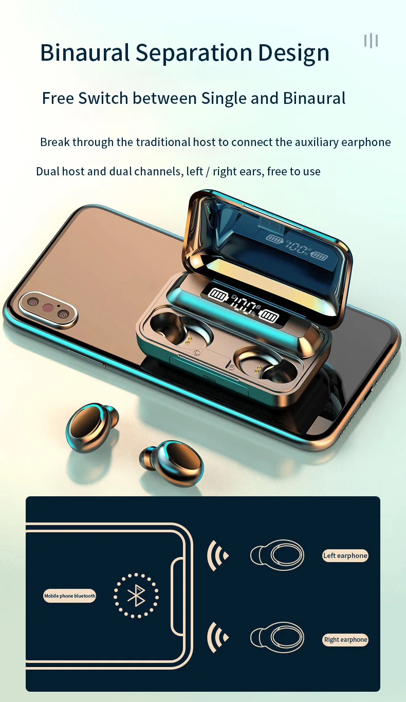 Fones de Ouvido Fones com Microfone sem Fio Fone para o Telefone Heaphones à Prova Bluetooth Esporte Dwaterproof Água 2000mah Tws 5.0 16 tws fones com microfone sem fio fone
