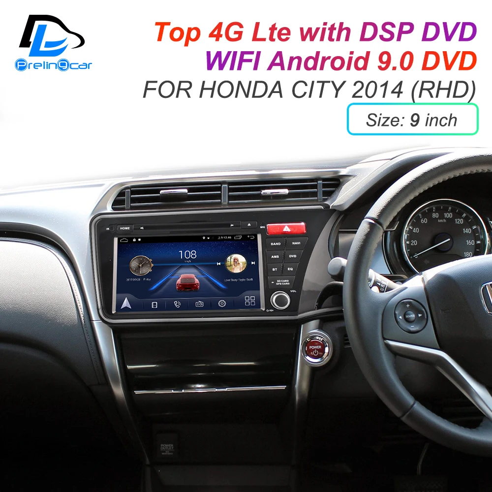 Cheap IPS touch screen DSP sound Android 9.0 2 DIN 4g Lte radio For HONDA city 2008 2014 2015  years GPS DVD playe  stereo navigation 5