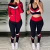 Colorblock Crop Top & High Waist Pants & Hooded Coat Set Casual Women 3 Piece Set Outfits Sleeve Style Clothing Length Collar ► Photo 2/6