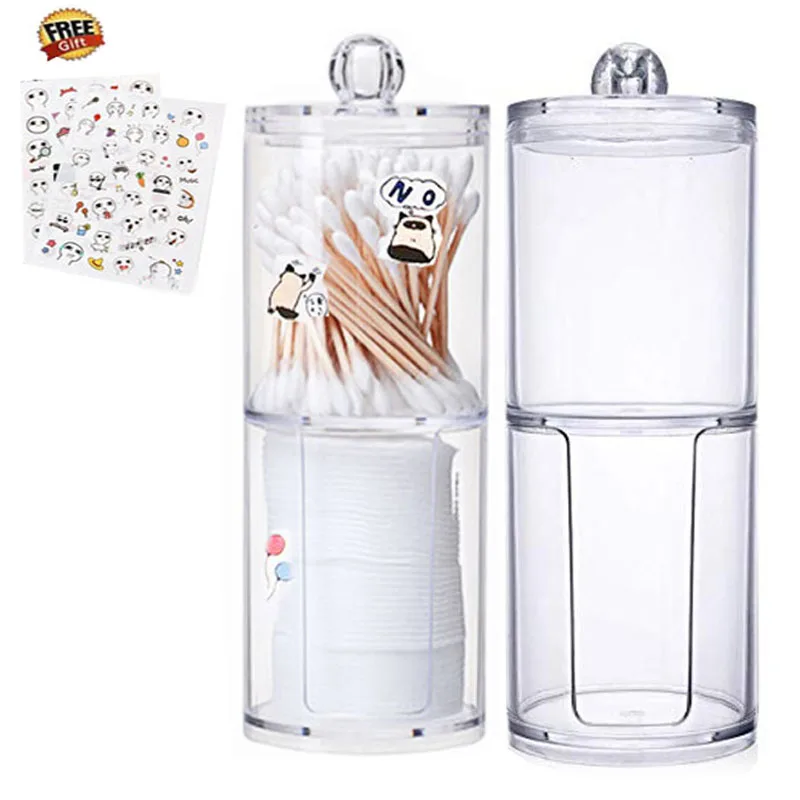 

Round Storage Box Multifunctional Cotton Swab Box Make Up Organizer Plastic Rangement Organizador Container Cosmetic Cotton Pad