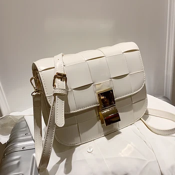 

Woven Square Crossbody bag 2020 New High-quality PU Leather Women's Designer Handbag Lock Shoulder Messenger Bag Small Box bag