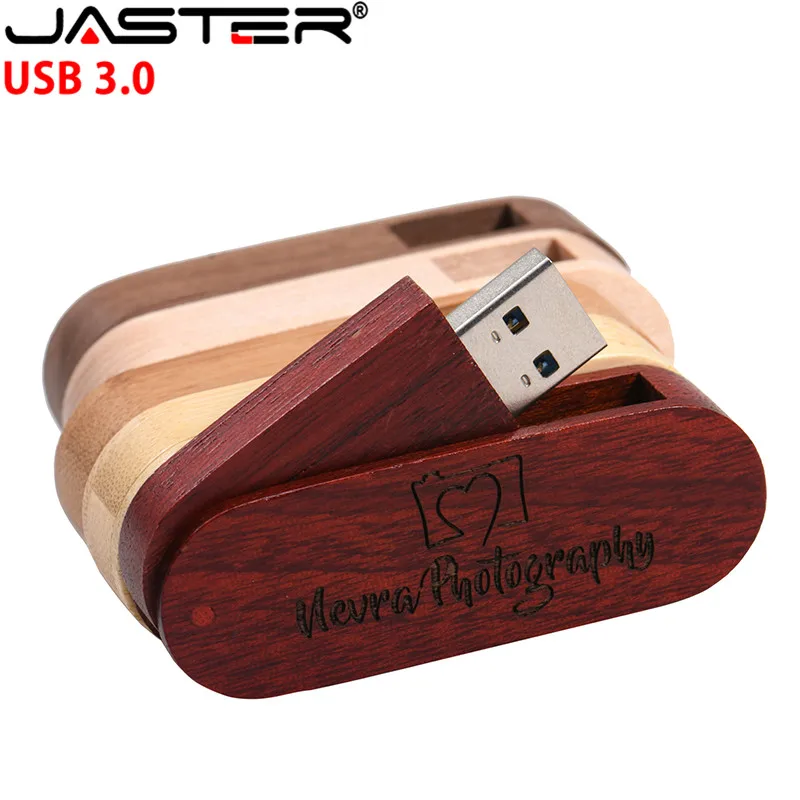 JASTER USB 3,0 логотип на заказ вращающийся деревянный usb+ коробка USB флэш-накопитель 4 Гб 16 г 32 Гб 64 г карта памяти для фотосъемки свадьбы