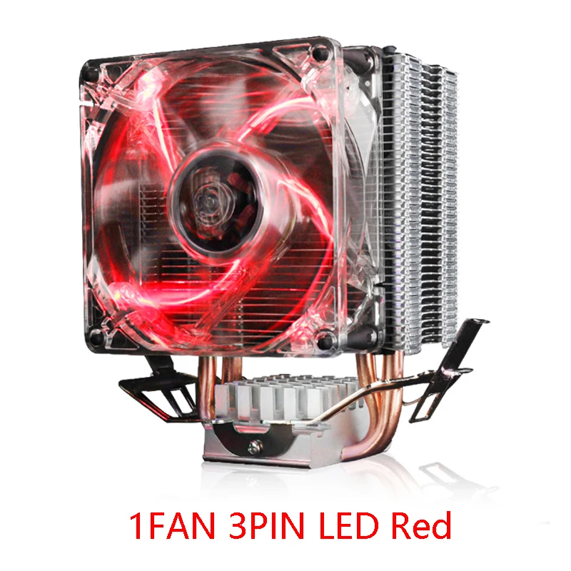 Pccooler 2 Heatpipe Процессор Cooler двойной 80 мм тихий охлаждающий вентилятор для intel LGA 775 1150 1151 1155 1556 AMD AM4 AM3 - Цвет лезвия: 1fan 3PIN Red