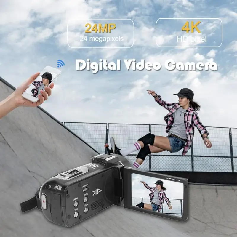Ordro AC7 4K UHD цифровые видеокамеры FHD 24MP 120X цифровой зум 10X оптический WiFi DV мини видеокамеры Cam