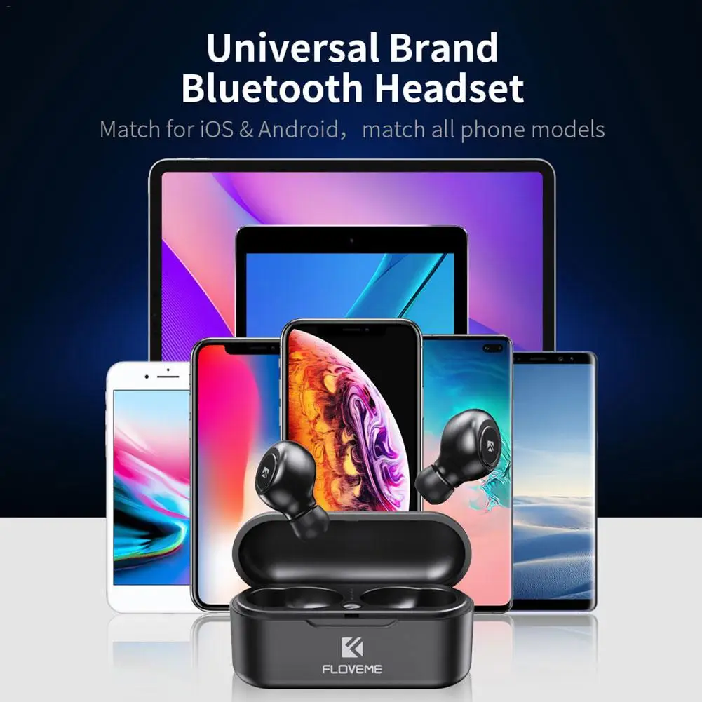 Floveme, TWS, беспроводные наушники, мини, Bluetooth, V5.0, наушники, 5D, стерео, спортивные, TWS, беспроводные наушники, наушники-вкладыши, с двойным