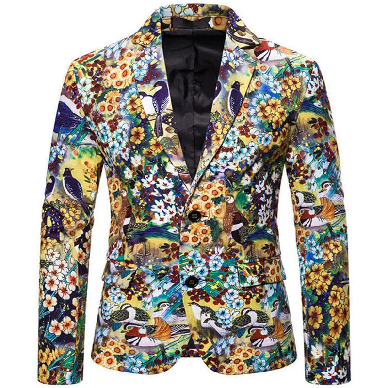 

Fashion Mens Blazer Long Sleeve Single Button Mens Print Designer Clothing Autumn Male Apparel New Arrival