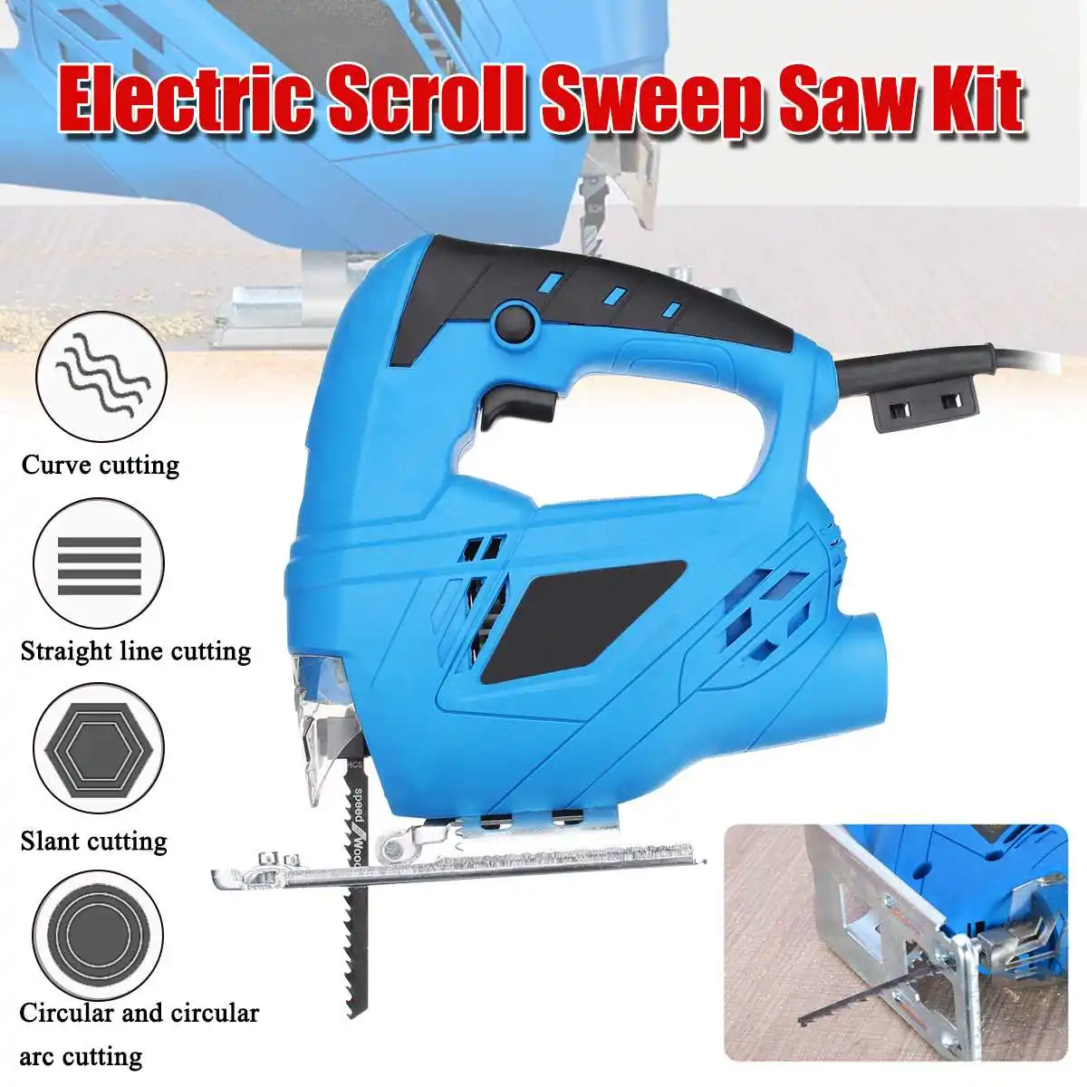 

710W Electric Curve Saw Woodworking Electric Saw Metal Wood Circular Cutting Scroll Sweep Saw Kit Power Tool with Saw Blade