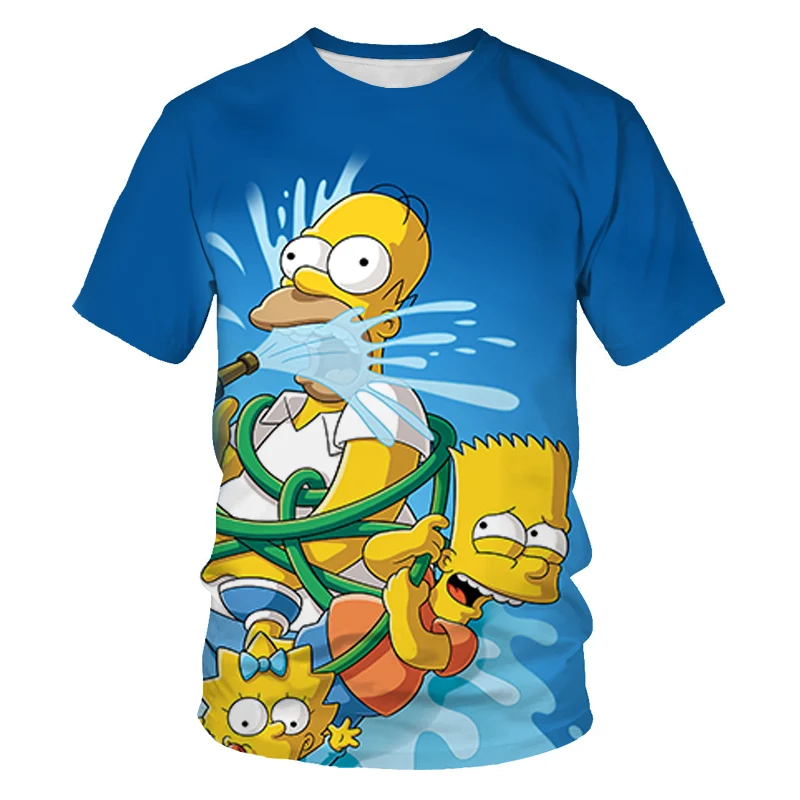 

Simpsons animation 3D printed T-shirts Children boy girl with round collar and short sleeves summer kid's funny camiseta