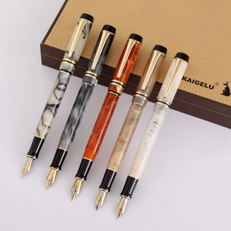 Kangaroo Kaigelu 316 Celluloid Nature Caligraphy Fountain Pen Xylonite Daily Screw Cap Gift Office Business Colorful Marble | Канцтовары