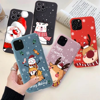 Funda de silicona para teléfono iPhone, carcasa suave de TPU caramelo para modelos 12, 13 Pro Max, 6, XR, XS, 11, 7, 8 Plus y SE20, regalo de Navidad