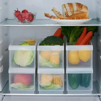 

Refrigerator Storage Box Food Storage Containers Plastic Storage Bins Lid For Kitchen Fridge Cabinet Freezer Organizer