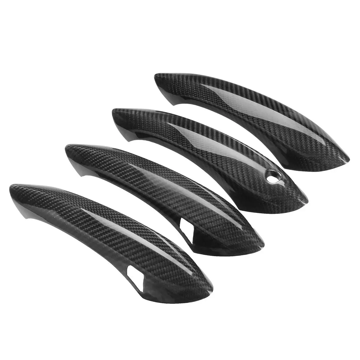 

4x Real Carbon Fiber Car Exterior Door Handle Cover With LED Sensor And Key Hole For BMW F10 F06 F07 F01 F02 M5 M6 Door Handles