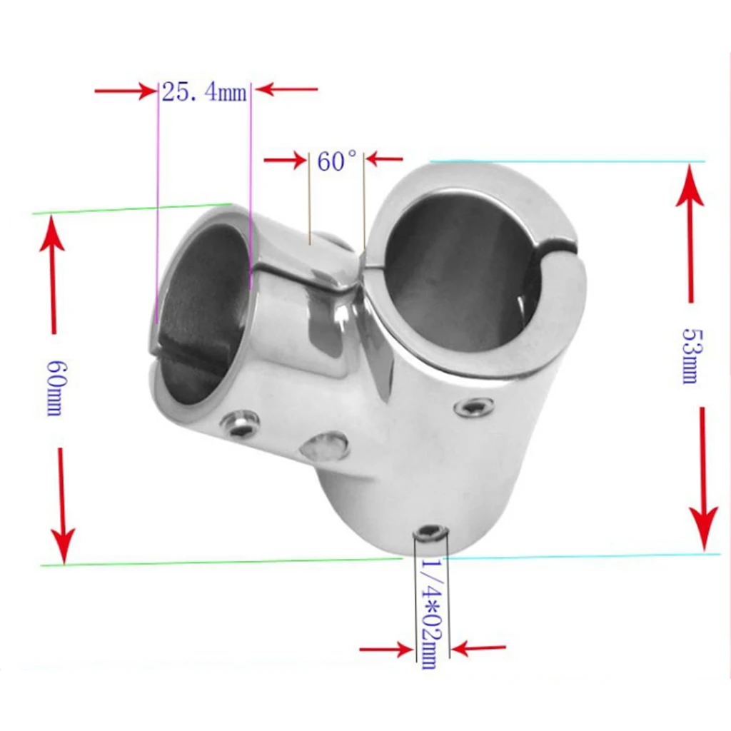 316 Петля из нержавеющей стали морской поручень 60 градусов т/тройник фитинг Соединительная шина Сплит для 1 дюймов 25 мм трубки