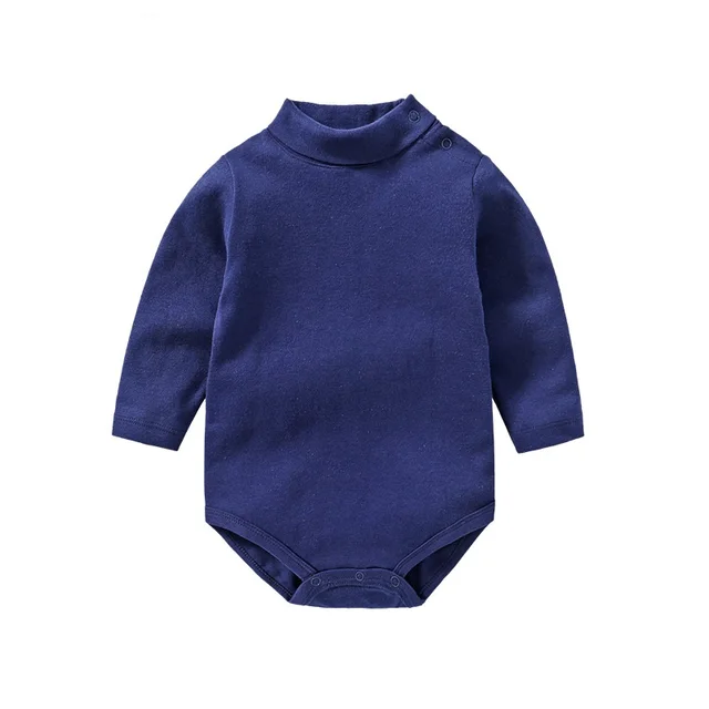 Newborn Baby Girl Clothing Bodysuits Tops Cotton Long Sleeved Romper 9-24M Outfits Clothes Jumpsuit Ruffled Costume for Kids New dark blue