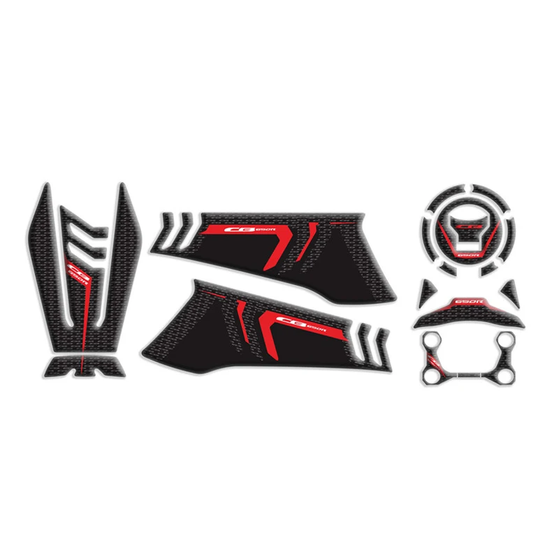 red set Наклейка на Мотоцикл 3D наклейка под Углеволокно газовая крышка Танк накладка Защитная Наклейка s moto для HONDA CB650R CB 650R - Цвет: red set