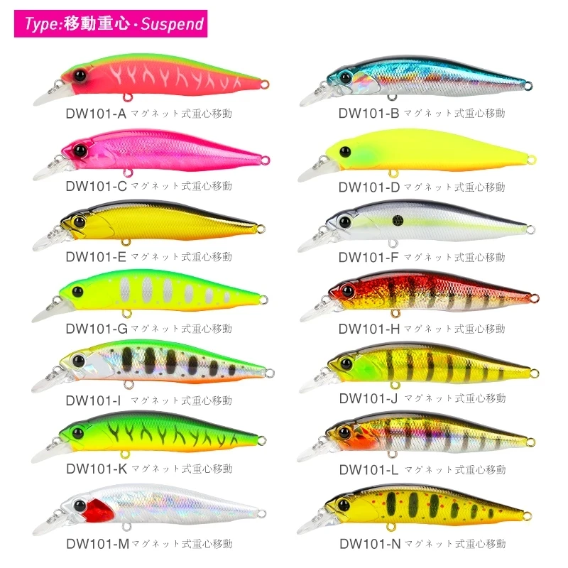 

TSURINOYA 1PC 77mm 8.5g 0.7-0.9m Jerkbait Suspending Minnow Fishing Lure DW101 Pike Bass Artificial Hard Baits Wobbler Lures