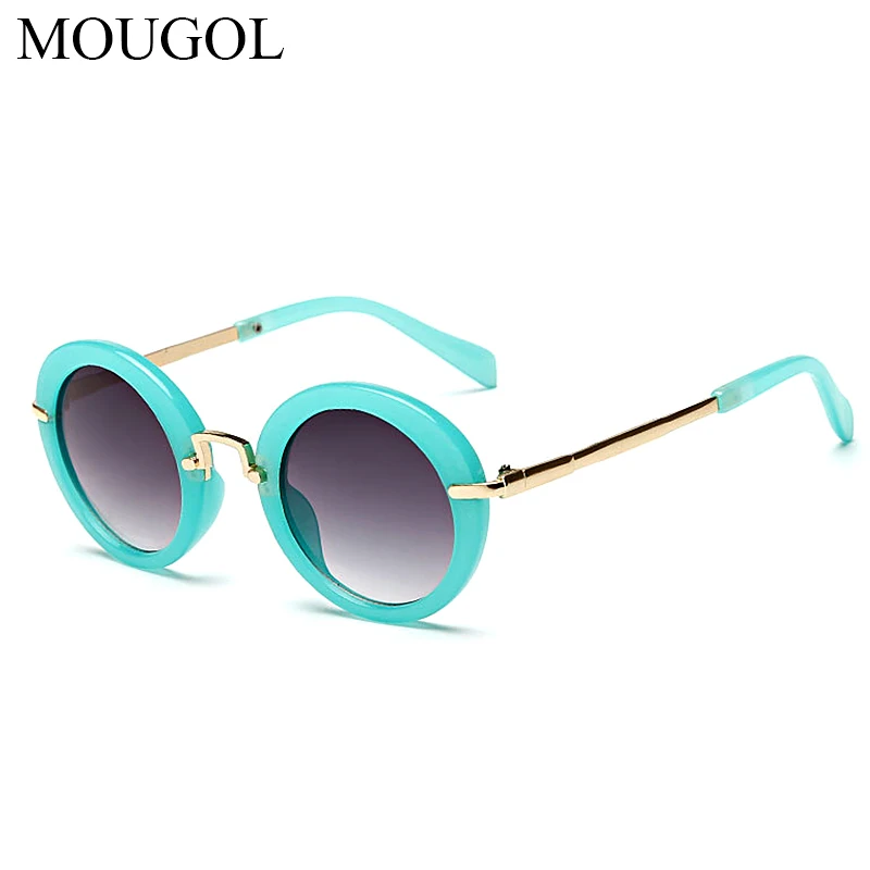 MOUGOL анти UV400 очки детские овальные очки для мальчиков и девочек детские солнцезащитные очки милые черные, белые, розовые оттенки oculos Infantil - Цвет линз: Зеленый
