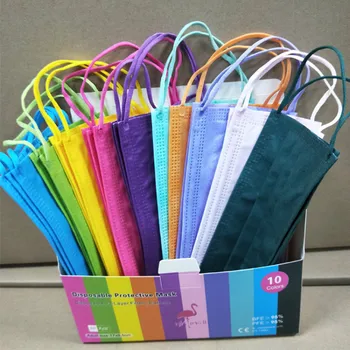 

50pcs/box Face Mask For Adults With Filter Adult Mask 3 Layer Ply Disposable Mouth Masks Adult Pink Blue Purple Yellow Color