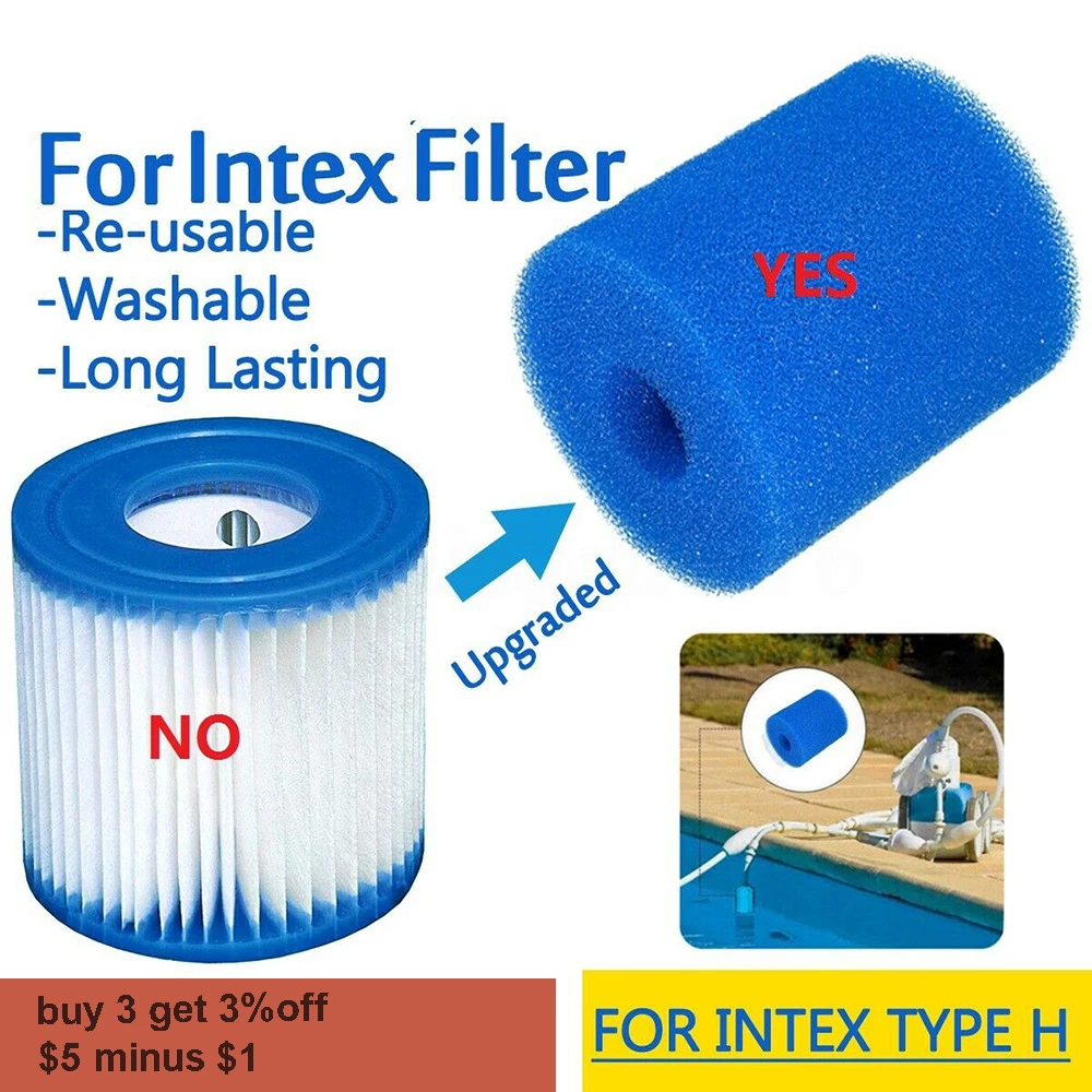 Filtro de esponja para piscina, cartucho lavable tipo H la limpieza de piletas montaje Intex, de limpieza| - AliExpress