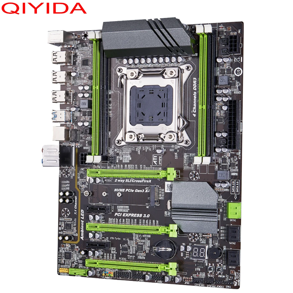QIYIDA X79 Turbo материнская плата LGA2011 ATX USB3.0 SATA3 PCI E NVME M.2 SSD поддерживает память REG ECC и
