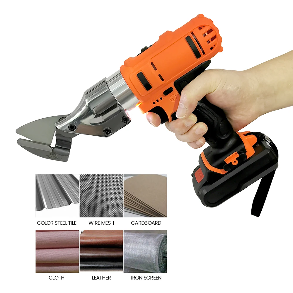 21V Electric Metal Sheet Scissors Battery Cutter Rechargeable Shears Wire Mesh Cordless Iron Color Steel Tile Knife Power Tools