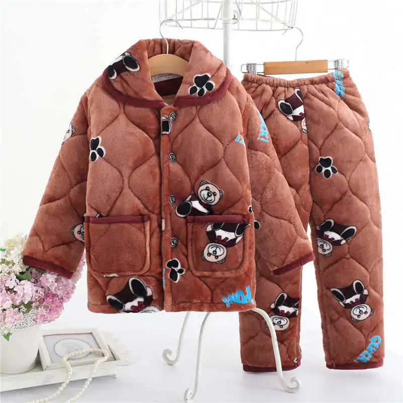 Pijama infantil; детская одежда; зимние пижамные комплекты; утепленная Пижама; комплект; детские пижамы; детская фланелевая одежда для сна; пижамы для младенцев - Цвет: 6162 pajama sets